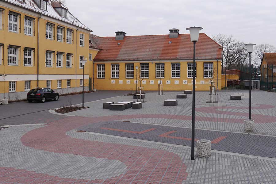 Lucas-Cranach-Gymnasium schoolplein Wittenberg, DE